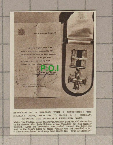 C1930) Mjr Roy Findlay Royal Artillery Judy Shirley Medal Returned - 1949 Clip