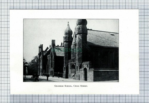 C6525) PRESTON Grammar School Cross Street - 1902 Book Print