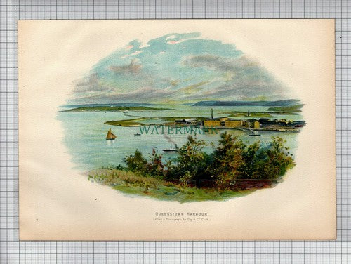 QUEENSTOWN NEW ZEALAND HARBOUR - c.1910 Print