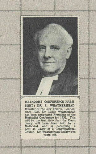 C656) Dr Leslie Weatherhead Methodist City Temple President 1951 Cutting SMALL!!