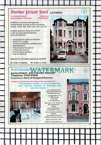 C7152) Ivanhoe Hotel Southport Ambassador Garden Richmond House -1979 Advert