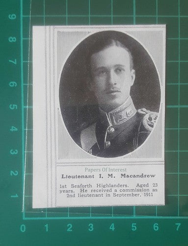 C4869) Lt I M Macandrew 1st Seaforth Highlanders - 1915 Clip SMALL