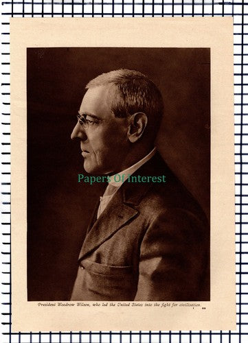 X1317) President Woodrow Wilson - c.1918 Cutting