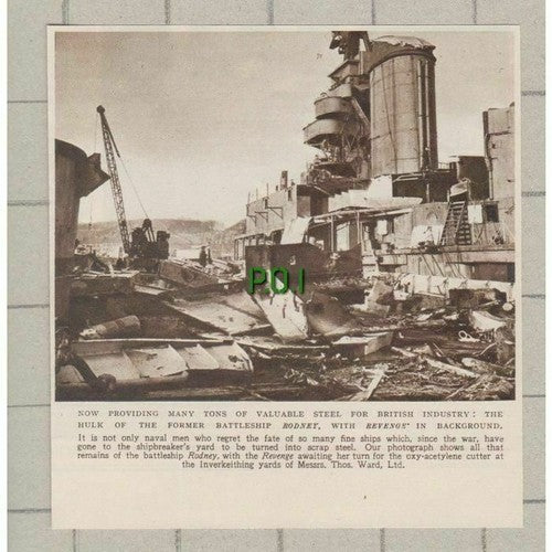 C220) Hulk Of Battleship RODNEY & REVENGE Scrapped Inverkeithing - 1949 Clip
