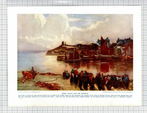 Tenby Castle And Harbour L Burleigh Bruhl - c.1930s Print