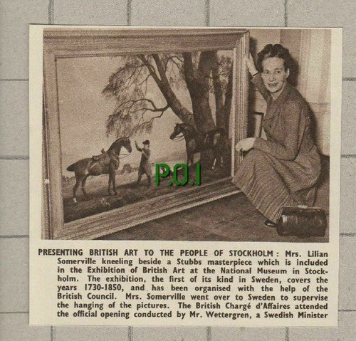 Mrs Lilian Somerville British Art Exhibition Stockholm Sweden - 1950 Clipping