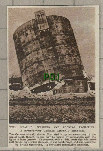 (C586) Bomb Proof German Air Raid Shelter - 1949 Paper Cutting