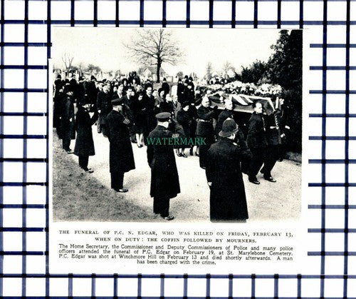 C6507) PC N Edgar Funeral St Marylebone Cemetery Winchmore Hill - 1948 Cutting