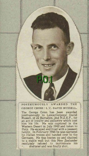 C213) L/C David Russell 22 Battalion 2nd NZEF George Cross New Zealand - 1949
