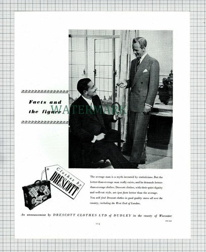 X1802) DRESCOTT Clothes Dudley Advert - c.1951 Cutting