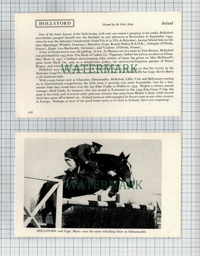Captain BARRY Horse HOLLYFORD Ireland Irish Army - 1956 2-Part Cutting