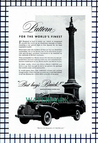Buick Limited Car Advert - 1940 Cutting