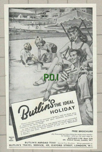 Butlin's Holiday Butlins Advert Butlins Travel Service - 1954 Small Advert