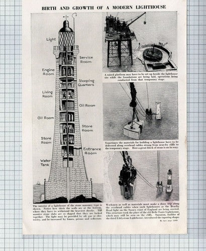 (5902) Eddystone Lighthouse / Lighthouse Information - c.1950s Book Print