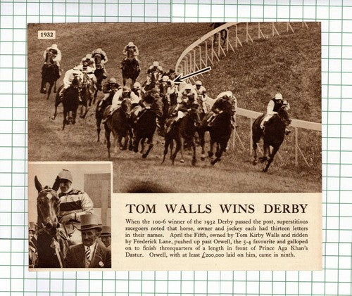 Tom Kirby Wallis Wins The Derby Horse Racing Frederick Lane - 1938 Clip / Print