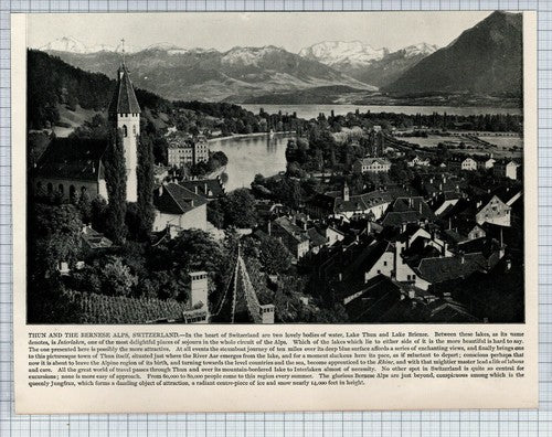 (5858) Thun And The Bernese Alps Switzerland - c.1900 Clip
