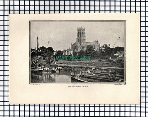 Doncaster Parish Church Yorkshire ~ Antique Book Print c.1900