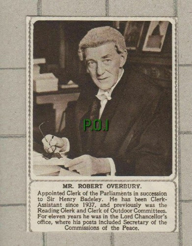 (C387) Robert Overbury Clerk of the Parliaments - 1949 Clip