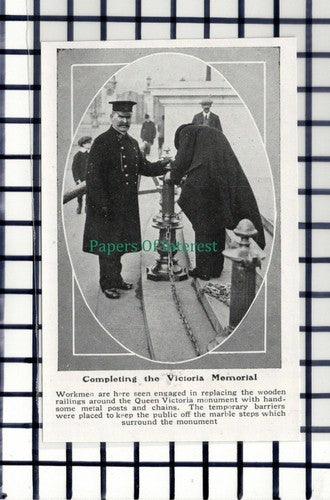 C6034) Queen Victoria Memorial Repairs London - 1914 Cutting