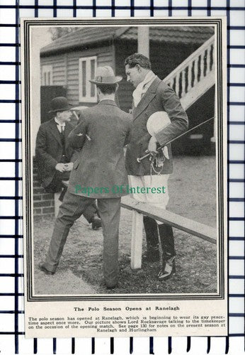 C5829) Polo Season Ranelagh Lord Rocksavage - 1919 Cutting