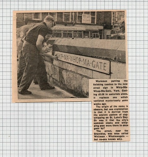 Workmen At Whip Ma Whop Ma Gate Sign York - 1971 News Cutting