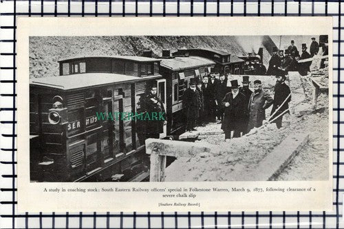 C7244) South Eastern Railway Folkestone Warren - 1947 Cutting