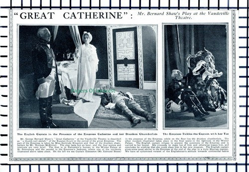 C6018) George Bernard Shaw Play GREAT CATHERINE Vaudeville Theatre 1914 Cutting