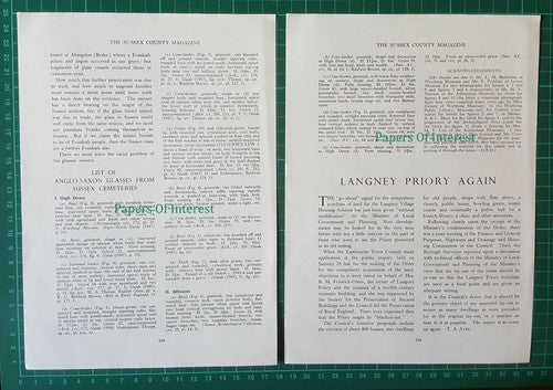 (6766) Saxon Glass From Sussex - 1951 Article