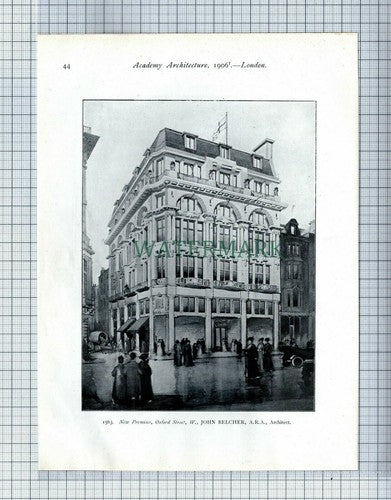 University Of Cape Town / Oxford Street London John Belcher - 1906 Print