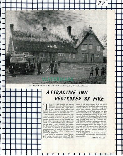 (77) The King's Head Halstead Essex Fire - 1960s Cutting