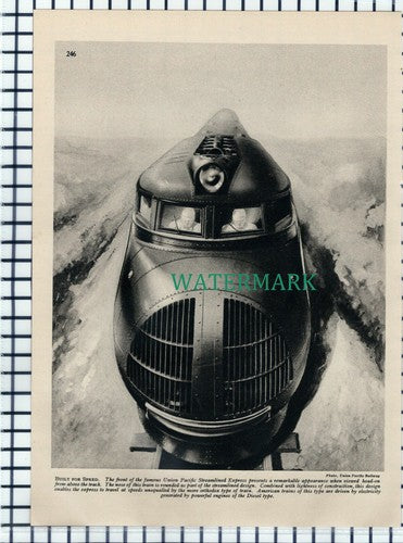 (7228) United Pacific Streamlined Express Train - 1930s Cutting / Print
