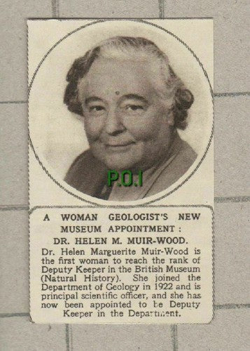Dr Helen M Muir-Wood British Museum Geologist - 1955 SMALL News Clipping