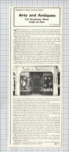 Arts & Antiques Leigh-on-Sea Essex Fred & Gladys Smith - 1975 Cutting