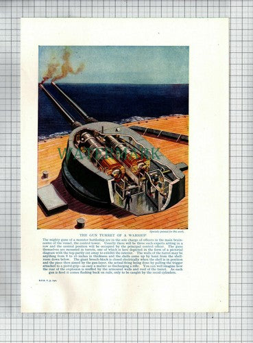 (6822) Warship Gun Turret Ship - c.1930s Book Print