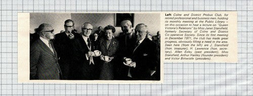 Colne & District Probus Club Lawrence Allen Exley Arthur Hartley - 1974 Clipping