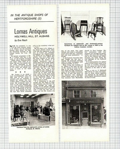 Lomas Antiques 13 Holywell Hill St Albans Hertfordshire - 1971 2-Part Clipping