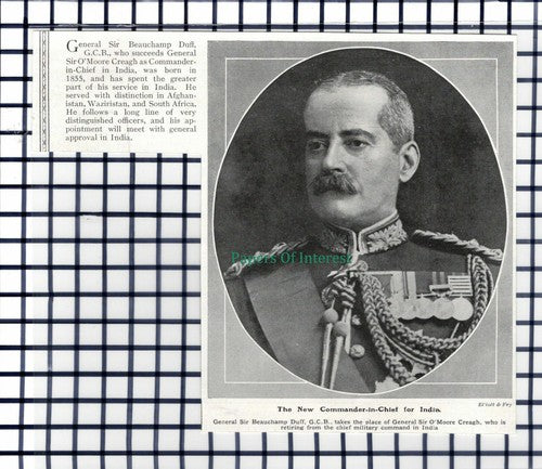C5969) General Sir Beauchamp Duff India - 1913 Cutting