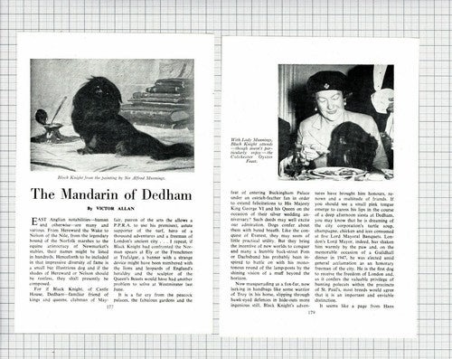 Sir Alfred Munnings Castle House Dedham Essex Black Knight Dog - 1954 Article