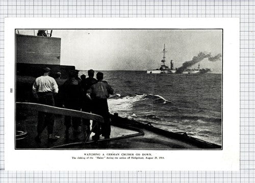 Sinking Of The MAINZ Ship Heligoland 1914 War WW1 - 1916 Cutting / Print