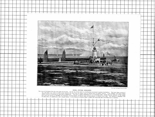 Signal Station Newhaven / Chillingham Castle - c.1900 Antique Book Print