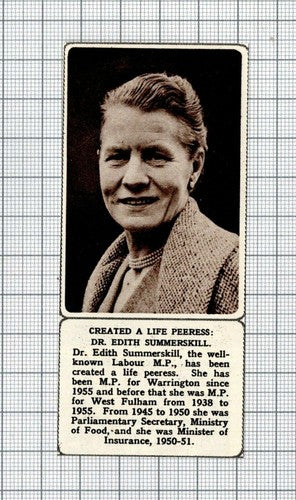 Dr Edith Summerskill Labour MP Warrington West Fulham - 1961 SMALL Cutting
