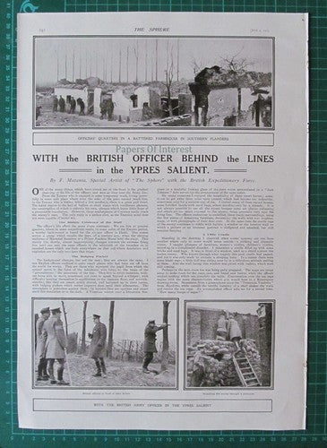 British Officers Ypres Salient Matania World War One WW1 -1915 Centrefold Print
