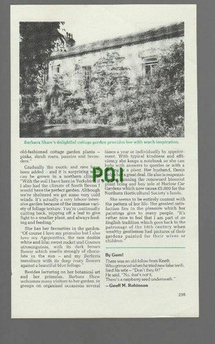 Barbara Shaw Botanical Artist Cononley Skipton Harlow Car - 1989 Article