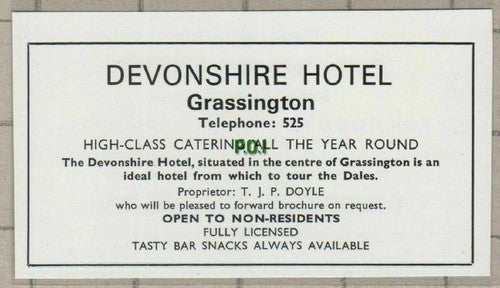 (C554) Devonshire Hotel Grassington T J P Doyle c.1960s Cutting
