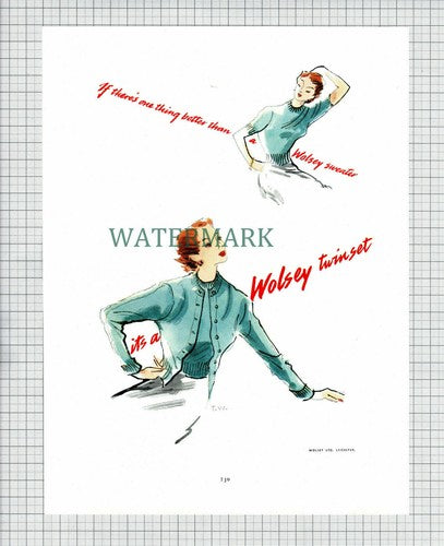 X1811) Wolsey Twinset ADVERT - c.1951 Cutting