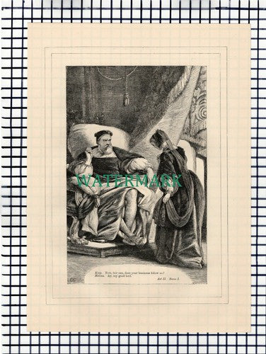X1616) All's Well That Ends Well Helena King - c.1880 Shakespeare Book Print