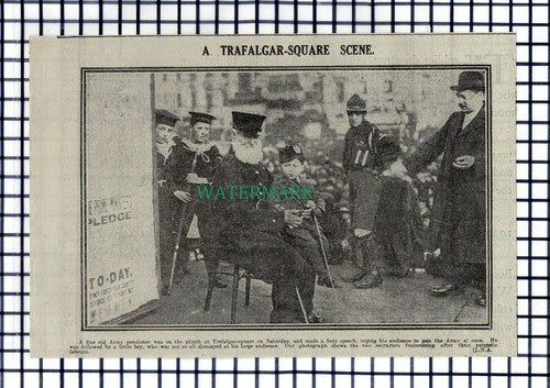 (8267) Trafalgar Square Recruiting WW1 Great War - 1916 Cutting