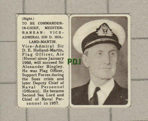 (5510) Vice Admiral Sir D E Holland Martin - Small 1961 Clip