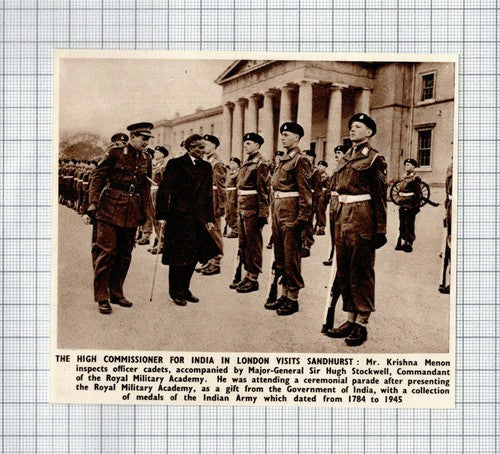 Sandhurst Mr Krishna Menon Sir Hugh Stockwell - 1950 News Clipping