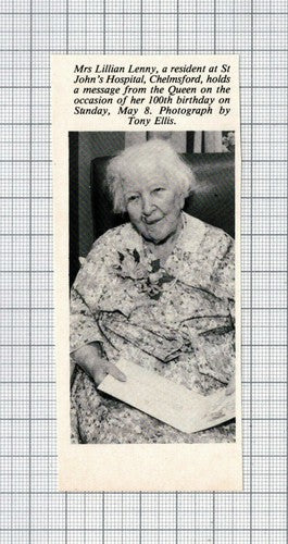 Mrs Lillian Lenny St John's Hospital Chelmsford Essex 100 Years - 1983 Cutting